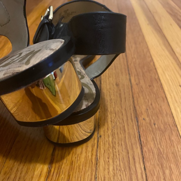 Sam Edelman black leather sandals with gold heel - Picture 4 of 6